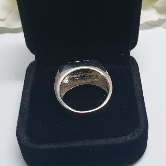 935 Silver Men Vintage Jewelry Wedding Ring Round Cubic Zircon - Picture 4 of 8